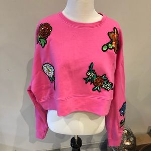 Zara Brand New w/o tag Cropped Sequin Sweatshirt